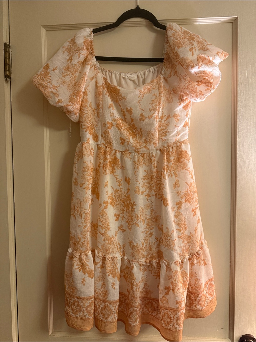 Blu Pepper Cream Dress with Peach Floral Print
